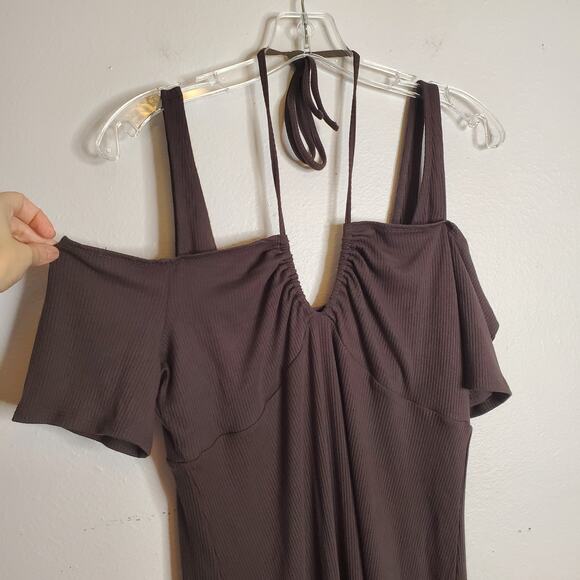 NEW Free People Daily Practice Sardinia Cold Shoulder Jersey Mini Dress Size L - Picture 5 of 10